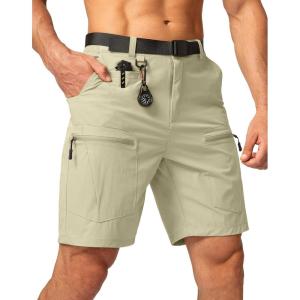 imageMens Hiking Cargo Shorts Stretch Quick Dry Outdoor Tactical Shorts for Men with Multi Pocket for Fishing CasualSage