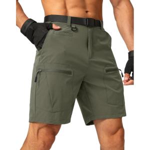 imageMens Hiking Cargo Shorts Stretch Quick Dry Outdoor Tactical Shorts for Men with Multi Pocket for Fishing CasualSlate Green