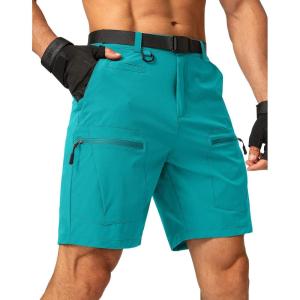 imageMens Hiking Cargo Shorts Stretch Quick Dry Outdoor Tactical Shorts for Men with Multi Pocket for Fishing CasualTurquoise
