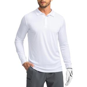 imageMens Polo Shirt Long Sleeve Golf Shirts Lightweight UPF 50 Sun Protection Cool Shirts for Men Work Fishing OutdoorAwhite