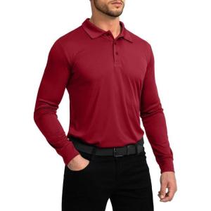imageMens Polo Shirt Long Sleeve Golf Shirts Lightweight UPF 50 Sun Protection Cool Shirts for Men Work Fishing OutdoorChili Pepper