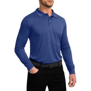 imageMens Polo Shirt Long Sleeve Golf Shirts Lightweight UPF 50 Sun Protection Cool Shirts for Men Work Fishing OutdoorRoyal Blue