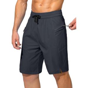 imageMens Swim Trunks Quick Dry Board Shorts with Zipper Pockets Beach Shorts Bathing Suits for Men  No Mesh LinerDark Grey