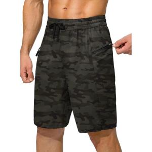 imageMens Swim Trunks Quick Dry Board Shorts with Zipper Pockets Beach Shorts Bathing Suits for Men  No Mesh LinerGreen Camo
