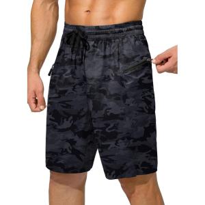 imageMens Swim Trunks Quick Dry Board Shorts with Zipper Pockets Beach Shorts Bathing Suits for Men  No Mesh LinerGrey Camo