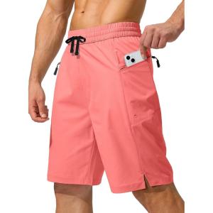 imageMens Swim Trunks Quick Dry Board Shorts with Zipper Pockets Beach Shorts Bathing Suits for Men  No Mesh LinerHyper Pink