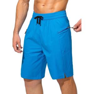 imageMens Swim Trunks Quick Dry Board Shorts with Zipper Pockets Beach Shorts Bathing Suits for Men  No Mesh LinerLake Blue