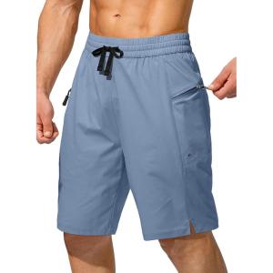 imageMens Swim Trunks Quick Dry Board Shorts with Zipper Pockets Beach Shorts Bathing Suits for Men  No Mesh LinerLight Blue