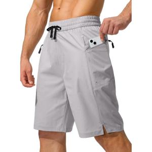 imageMens Swim Trunks Quick Dry Board Shorts with Zipper Pockets Beach Shorts Bathing Suits for Men  No Mesh LinerLight Grey
