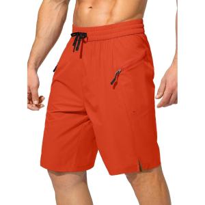 imageMens Swim Trunks Quick Dry Board Shorts with Zipper Pockets Beach Shorts Bathing Suits for Men  No Mesh LinerOrange