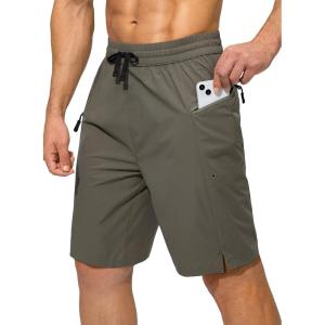 imageMens Swim Trunks Quick Dry Board Shorts with Zipper Pockets Beach Shorts Bathing Suits for Men  No Mesh LinerSlate Green