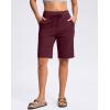 imageG GRADUAL Bermuda Shorts for Women with Pockets 10quot Knee Length Womens High Waisted Long Shorts for Walking Athletic WorkoutWine