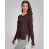 imageG Gradual Sweatshirt for Women Buttery Soft Yoga Tops Crewneck Modal Pullover Shirts Side Slit Thumb HolesChocolate Brown