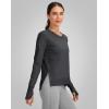 imageG Gradual Sweatshirt for Women Buttery Soft Yoga Tops Crewneck Modal Pullover Shirts Side Slit Thumb HolesHeather Dark Grey