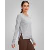 imageG Gradual Sweatshirt for Women Buttery Soft Yoga Tops Crewneck Modal Pullover Shirts Side Slit Thumb HolesHeather Light Grey