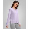imageG Gradual Sweatshirt for Women Buttery Soft Yoga Tops Crewneck Modal Pullover Shirts Side Slit Thumb HolesLight Grey Purple