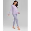 imageG Gradual Sweatshirt for Women Buttery Soft Yoga Tops Crewneck Modal Pullover Shirts Side Slit Thumb HolesLight Grey Purple