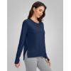 imageG Gradual Sweatshirt for Women Buttery Soft Yoga Tops Crewneck Modal Pullover Shirts Side Slit Thumb HolesNavy