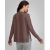 imageG Gradual Sweatshirt for Women Buttery Soft Yoga Tops Crewneck Modal Pullover Shirts Side Slit Thumb HolesRed Brown