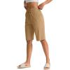 imageG Gradual Womens Bermuda Shorts 11quot Knee Length Long Comfy Drawstring Walking Shorts for Women with Deep PocketsDark Khaki