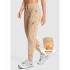 imageG Gradual Womens Fleece Lined Joggers Hiking Pants 4 Zipper Pockets High Waisted Water Resistant Winter Running SweatpantsLight Khaki