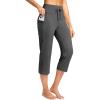 imageG Gradual Yoga Capri Pants for Women with Pockets High Waist Capris Leggings Tummy Control Straight Workout Summer Crop PantsCharcoal
