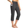 imageG Gradual Yoga Capri Pants for Women with Pockets High Waist Capris Leggings Tummy Control Straight Workout Summer Crop PantsDark Grey