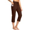 imageG Gradual Yoga Capri Pants for Women with Pockets High Waist Capris Leggings Tummy Control Straight Workout Summer Crop PantsEspresso