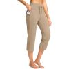 imageG Gradual Yoga Capri Pants for Women with Pockets High Waist Capris Leggings Tummy Control Straight Workout Summer Crop PantsKhaki