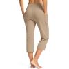 imageG Gradual Yoga Capri Pants for Women with Pockets High Waist Capris Leggings Tummy Control Straight Workout Summer Crop PantsKhaki
