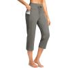 imageG Gradual Yoga Capri Pants for Women with Pockets High Waist Capris Leggings Tummy Control Straight Workout Summer Crop PantsLight Grey