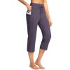 imageG Gradual Yoga Capri Pants for Women with Pockets High Waist Capris Leggings Tummy Control Straight Workout Summer Crop PantsPurple