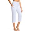 imageG Gradual Yoga Capri Pants for Women with Pockets High Waist Capris Leggings Tummy Control Straight Workout Summer Crop PantsWhite