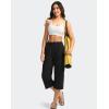 imageWomens Capri Pants with 4 Pockets Soft Cotton Stretch Cropped Pants Loose Cargo Capris for Women Yoga CasualBlack