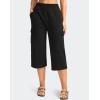 imageWomens Capri Pants with 4 Pockets Soft Cotton Stretch Cropped Pants Loose Cargo Capris for Women Yoga CasualBlack