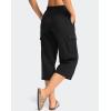 imageWomens Capri Pants with 4 Pockets Soft Cotton Stretch Cropped Pants Loose Cargo Capris for Women Yoga CasualBlack