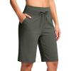 imageG GRADUAL Bermuda Shorts for Women with Pockets 10quot Knee Length Womens High Waisted Long Shorts for Walking Athletic WorkoutSage Green