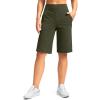 imageG Gradual Womens Bermuda Shorts 12quot Knee Length with Pockets High Waisted Stretch Long Shorts for Women Casual WalkingArmy Green