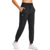 imageG Gradual Womens Fleece Lined Joggers Water Resistant Hiking Pants High Waisted Winter Thermal Sweatpants 3 Zipper PocketsBlack