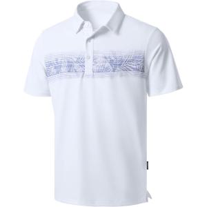 imageG Gradual Golf Shirts Short Sleeve Quick Dry Performance Moisture Wicking Collared Heather Polo Casual Athletic BusinessBwhite Leaves