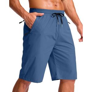 imageG Gradual Mens 11quot Board Shorts with 3 Zipper Pockets Long Swim Trunks Quick Dry Bathing Suit Swimwear Beach Shorts No LinerBlue