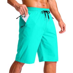 imageG Gradual Mens 11quot Board Shorts with 3 Zipper Pockets Long Swim Trunks Quick Dry Bathing Suit Swimwear Beach Shorts No LinerCyan