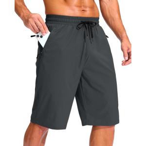 imageG Gradual Mens 11quot Board Shorts with 3 Zipper Pockets Long Swim Trunks Quick Dry Bathing Suit Swimwear Beach Shorts No LinerDark Grey