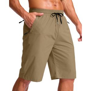 imageG Gradual Mens 11quot Board Shorts with 3 Zipper Pockets Long Swim Trunks Quick Dry Bathing Suit Swimwear Beach Shorts No LinerDark Khaki