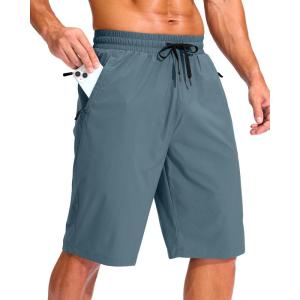 imageG Gradual Mens 11quot Board Shorts with 3 Zipper Pockets Long Swim Trunks Quick Dry Bathing Suit Swimwear Beach Shorts No LinerDusty Blue