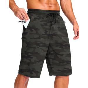 imageG Gradual Mens 11quot Board Shorts with 3 Zipper Pockets Long Swim Trunks Quick Dry Bathing Suit Swimwear Beach Shorts No LinerGreen Camo