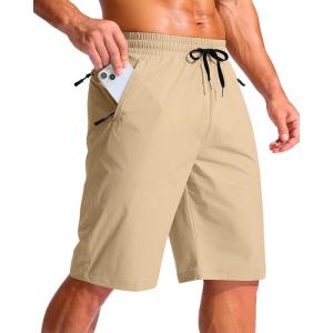 imageG Gradual Mens 11quot Board Shorts with 3 Zipper Pockets Long Swim Trunks Quick Dry Bathing Suit Swimwear Beach Shorts No LinerKhaki