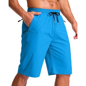 imageG Gradual Mens 11quot Board Shorts with 3 Zipper Pockets Long Swim Trunks Quick Dry Bathing Suit Swimwear Beach Shorts No LinerLake Blue