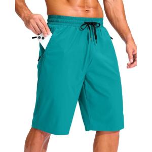 imageG Gradual Mens 11quot Board Shorts with 3 Zipper Pockets Long Swim Trunks Quick Dry Bathing Suit Swimwear Beach Shorts No LinerLake Green
