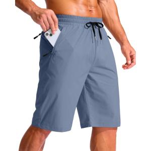 imageG Gradual Mens 11quot Board Shorts with 3 Zipper Pockets Long Swim Trunks Quick Dry Bathing Suit Swimwear Beach Shorts No LinerLight Blue